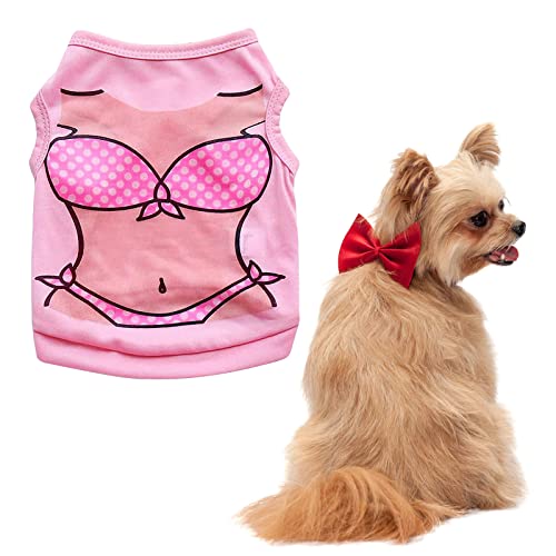 YWBleked Hundehemd T-Shirts Welpe Sommerkleidung Kleidung, Hundeweste, dünner Bikini, Haustier-T-Shirt, Teddy, Katze, Heimtierbedarf Hunde Wintermantel Testsieger (Hot Pink, XS) von YWBleked