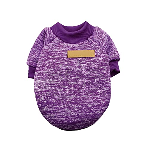 YWBleked Sommer Hunde Shirts für Kleine Hunde Hundepullover Klassischer Warmer Haustierpullover Haustierhundekleidung Strickwaren Warmer Hundepyjama für kleine Hundewelpen Hundemantel 38 (Purple, M) von YWBleked