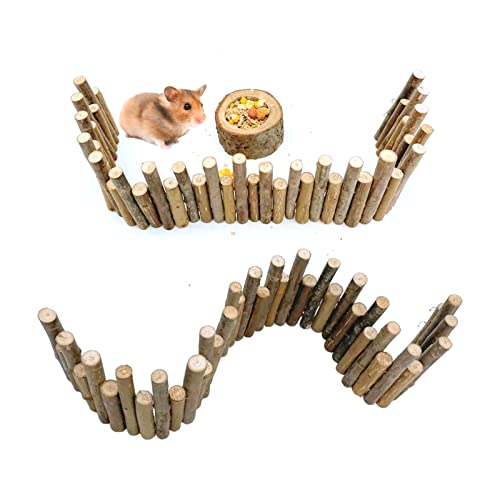 YWNYT 2 Stück 30 cm + 50 cm Hamster-Holzzaun Hamstermaus Ratten Nager Spielzeug Haustier Massivholz Zaun für Mäuse Rennmäuse Chinchilla Kleintiere Kauspielzeug von YWNYT