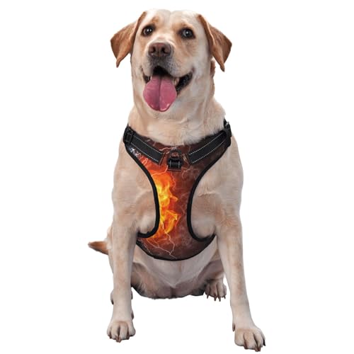 Basketball Ball auf Feuer und Wasser, Haustiergeschirr, Verstellbares reflektierendes Hundegeschirr, Haustierleinenweste,L Basketball Ball auf Feuer und Wasser, Haustiergeschirr, Verstellbares reflektierendes Hundegeschirr, Haustierleinenweste,L von YXDVPALNE
