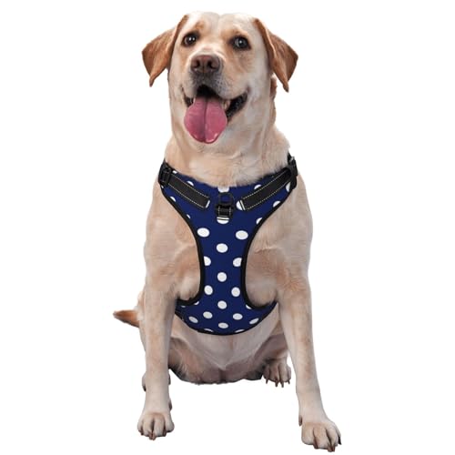 Blaue und weiße Tupfen, Haustiergeschirr, Verstellbares reflektierendes Hundegeschirr, Haustierleinenweste,XL Blaue und weiße Tupfen, Haustiergeschirr, Verstellbares reflektierendes Hundegeschirr, Haustierleinenweste,XL von YXDVPALNE