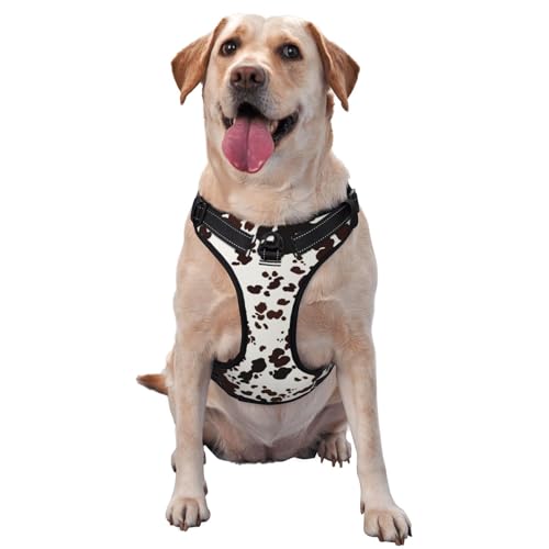 Braune Flecken Kuhhaut, Haustiergeschirr, Verstellbares reflektierendes Hundegeschirr, Haustierleinenweste,XL Braune Flecken Kuhhaut, Haustiergeschirr, Verstellbares reflektierendes Hundegeschirr, Haustierleinenweste,XL von YXDVPALNE