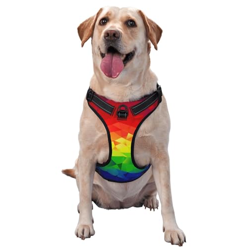 Bunte Regenbogen-Krawatte, Haustiergeschirr, verstellbar, reflektierend, Größe L Bunte Regenbogen-Krawatte, Haustiergeschirr, verstellbar, reflektierend, Größe L von YXDVPALNE