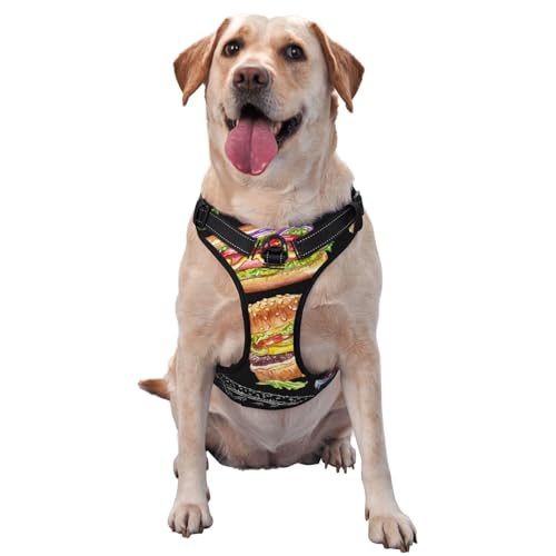 Burger auf schwarzem Hintergrund, Haustiergeschirr, Verstellbares reflektierendes Hundegeschirr, Haustierleinenweste,XL Burger auf schwarzem Hintergrund, Haustiergeschirr, Verstellbares reflektierendes Hundegeschirr, Haustierleinenweste,XL von YXDVPALNE