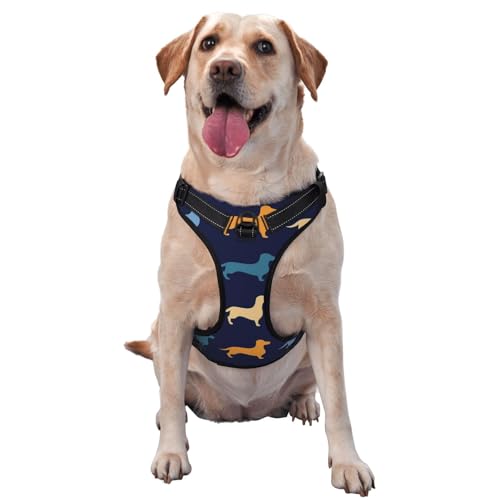 Dackel Blau Orange Hund, Haustiergeschirr, Verstellbares reflektierendes Hundegeschirr, Haustierleinenweste,XL Dackel Blau Orange Hund, Haustiergeschirr, Verstellbares reflektierendes Hundegeschirr, Haustierleinenweste,XL von YXDVPALNE