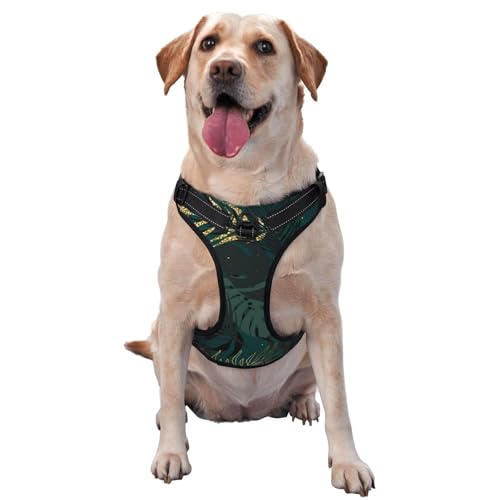 Gold Grün Schwarz Blätter, Haustiergeschirr, Verstellbares reflektierendes Hundegeschirr, Haustierleinenweste,XL Gold Grün Schwarz Blätter, Haustiergeschirr, Verstellbares reflektierendes Hundegeschirr, Haustierleinenweste,XL von YXDVPALNE