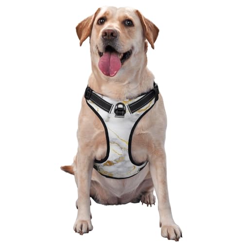 Goldmarmor, Haustiergeschirr, Verstellbares reflektierendes Hundegeschirr, Haustierleinenweste,XL Goldmarmor, Haustiergeschirr, Verstellbares reflektierendes Hundegeschirr, Haustierleinenweste,XL von YXDVPALNE