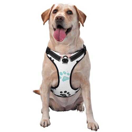 Hundepfotenabdrücke, Haustiergeschirr, Verstellbares reflektierendes Hundegeschirr, Haustierleinenweste,L Hundepfotenabdrücke, Haustiergeschirr, Verstellbares reflektierendes Hundegeschirr, Haustierleinenweste,L von YXDVPALNE