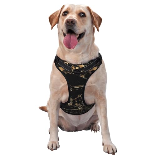 Marmor Schwarz Gold, Haustiergeschirr, Verstellbares reflektierendes Hundegeschirr, Haustierleinenweste,M Marmor Schwarz Gold, Haustiergeschirr, Verstellbares reflektierendes Hundegeschirr, Haustierleinenweste,M von YXDVPALNE