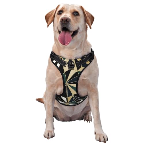 Neu Art Deco Geometrische Muster Smaragd Grün Und Gold, Haustiergeschirr, Verstellbares reflektierendes Hundegeschirr, Haustierleinenweste,L Neu Art Deco Geometrische Muster Smaragd Grün Und Gold, Haustiergeschirr, Verstellbares reflektierendes Hundegeschirr, Haustierleinenweste,L von YXDVPALNE