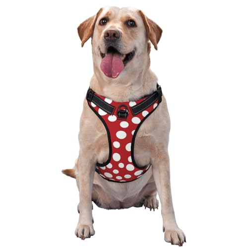 Rot Weiß Polka Dot, Haustiergeschirr, Verstellbares reflektierendes Hundegeschirr, Haustierleinenweste,XL Rot Weiß Polka Dot, Haustiergeschirr, Verstellbares reflektierendes Hundegeschirr, Haustierleinenweste,XL von YXDVPALNE