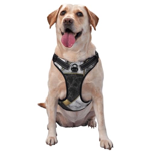 Schwarzer Marmor Textur Gold gedruckt, Haustiergeschirr, Verstellbares reflektierendes Hundegeschirr, Haustierleinenweste,XL Schwarzer Marmor Textur Gold gedruckt, Haustiergeschirr, Verstellbares reflektierendes Hundegeschirr, Haustierleinenweste,XL von YXDVPALNE