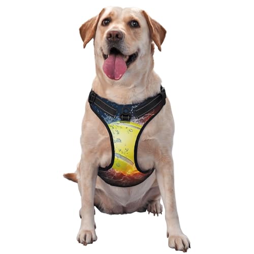 Tennisball in Feuer und Wasser, Haustiergeschirr, Verstellbares reflektierendes Hundegeschirr, Haustierleinenweste,L Tennisball in Feuer und Wasser, Haustiergeschirr, Verstellbares reflektierendes Hundegeschirr, Haustierleinenweste,L von YXDVPALNE
