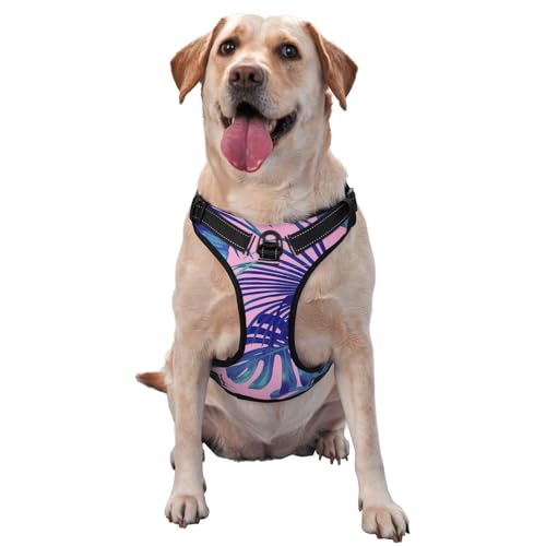 Tropischer rosa Druck, Haustiergeschirr, Verstellbares reflektierendes Hundegeschirr, Haustierleinenweste,M Tropischer rosa Druck, Haustiergeschirr, Verstellbares reflektierendes Hundegeschirr, Haustierleinenweste,M von YXDVPALNE