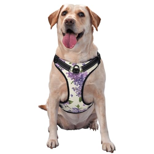 Wunderschöner lila Blumendruck, Haustiergeschirr, Verstellbares reflektierendes Hundegeschirr, Haustierleinenweste,S Wunderschöner lila Blumendruck, Haustiergeschirr, Verstellbares reflektierendes Hundegeschirr, Haustierleinenweste,S von YXDVPALNE