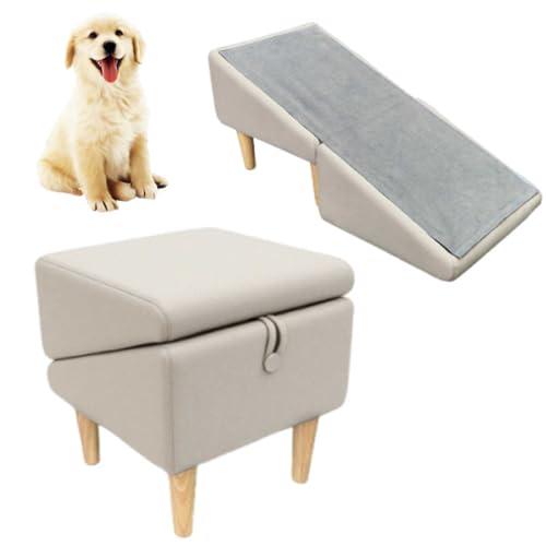 Split-Faltbare Hundetreppe, 2-in-1 rutschfeste Haustiertreppe für kleine Hunde und Katzen, Haustierrampe und Faltbarer ergonomischer Hocker für Couch und Bett von YXHGNNS