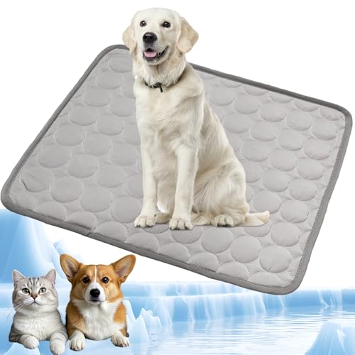 YXHZVON Haustier Kühlmatte, Waschbares Hundematte, Sommer Kühlkissen für Hunde, Selbst Kühlende Hundematte für Zuhause Unterwegs oder im Auto, 100 x 70 cm, XL, Grau von YXHZVON