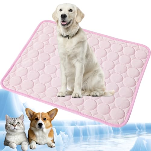 YXHZVON Haustier Kühlmatte, Waschbares Hundematte, Sommer Kühlkissen für Hunde, Selbst Kühlende Hundematte für Zuhause Unterwegs oder im Auto, 100 x 70 cm, XL, Rosa von YXHZVON