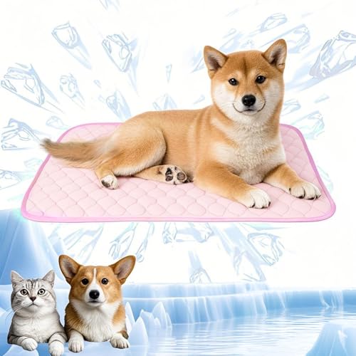 YXHZVON Haustier Kühlmatte, Waschbares Hundematte, Sommer Kühlkissen für Hunde, Selbst Kühlende Hundematte für Zuhause Unterwegs oder im Auto, 70 x 55 cm, L, Rosa von YXHZVON