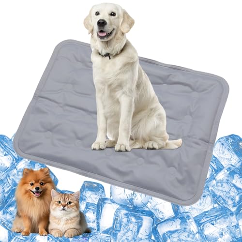 YXHZVON Hunde-Kühlmatte, 50 x 60 cm Kühldecke Katzen, selbstkühlende Haustier-Kühlmatte für Hunde und Katzen im Innen- und Außenbereich, Grau von YXHZVON