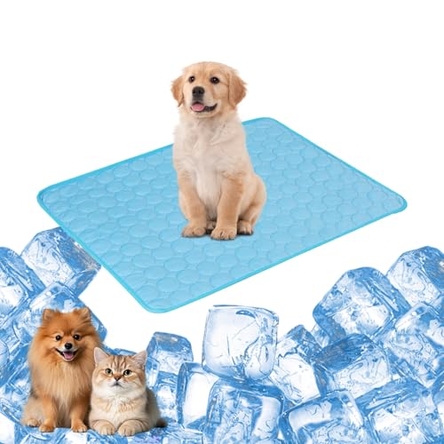 YXHZVON Kühlmatte Hund & Katzen, 50.5 x 40.5 cm Haustier Kühlmatte, Selbst Kühlende Hundematte Sommer, Kühlkissen Hund Matte, Cooling Mat for Dog Cat Pets, Größe: S (Blau) von YXHZVON