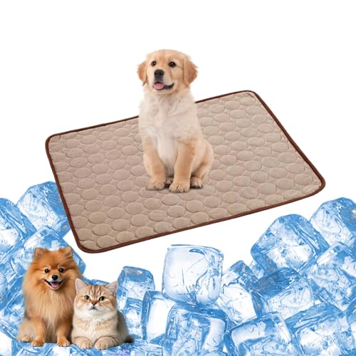 YXHZVON Kühlmatte Hund & Katzen, 50.5 x 40.5 cm Haustier Kühlmatte, Selbst Kühlende Hundematte Sommer, Kühlkissen Hund Matte, Cooling Mat for Dog Cat Pets,Größe: S (Braun) von YXHZVON