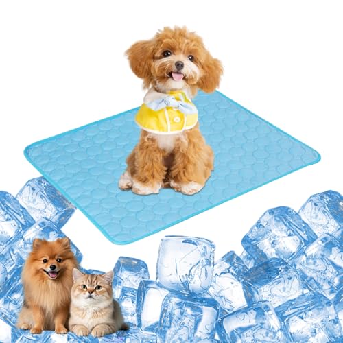 YXHZVON Kühlmatte Hund & Katzen, 60 x 50 cm Haustier Kühlmatte, Selbst Kühlende Hundematte Sommer, Kühlkissen Hund Matte, Cooling Mat for Dog Cat Pets, Größe: M (Blau) von YXHZVON