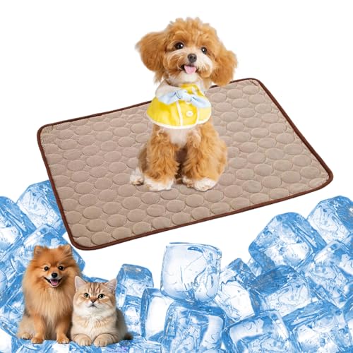 YXHZVON Kühlmatte Hund & Katzen, 60 x 52 cm Haustier Kühlmatte, Selbst Kühlende Hundematte Sommer, Kühlkissen Hund Matte, Cooling Mat for Dog Cat Pets,Größe: M (Braun) von YXHZVON
