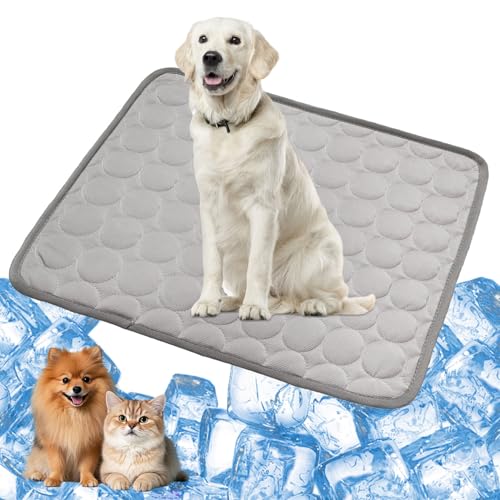 YXHZVON Kühlmatte Hund & Katzen, 70 x 55 cm Haustier Kühlmatte, Selbst Kühlende Hundematte Sommer, Kühlkissen Hund Matte, Cooling Mat for Dog Cat Pets, Größe: L (Grau) von YXHZVON