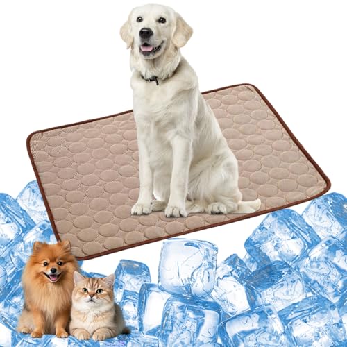 YXHZVON Kühlmatte Hund & Katzen, 70 x 55 cm Haustier Kühlmatte, Selbst Kühlende Hundematte Sommer, Kühlkissen Hund Matte, Cooling Mat for Dog Cat Pets,Größe: L (Braun) von YXHZVON