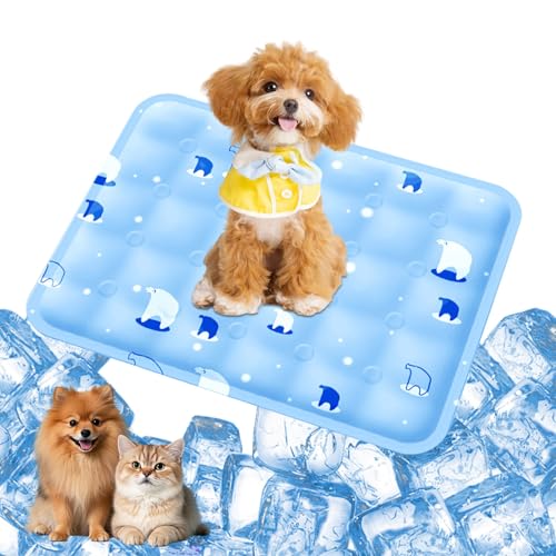 YXHZVON Kühlmatte für Hunde und Katzen, Hundebetten Kühlkissen,Selbstkühlende Hundematte mit Ungiftigem Gel und Cartoon Muster - geeignet für heiße Sommertage,Größe M（40 x 50 cm） von YXHZVON