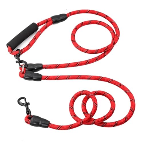 Joggingleine Hunde Freihändige Hundeleinen for Gassigehen, Laufseil, 2,4m lang, verstellbare Doppelleinen, Hundeseile(Red 1.0x240cm) von YXINAER