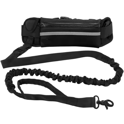 Joggingleine Hunde Freihändiger Hundegurt for Laufen, Gehen, Leine mit Gürteltasche, einziehbarer elastischer Gürtel, Hunde-Zugseil(Black) von YXINAER