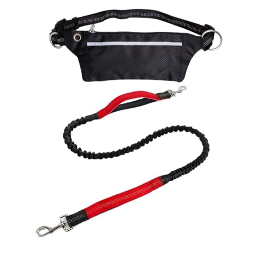 Joggingleine Hunde Freihändiges Laufen mit Reißverschlusstasche, elastische Bungees, einziehbares Seil for mittelgroße und große Hunde(Red) von YXINAER