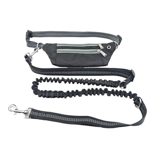 Joggingleine Hunde Hunde Taille Tasche Hände Frei Multifunktions Hund Gürtel Laufen Elastizität Einstellbare Hundeleinen(Black) von YXINAER