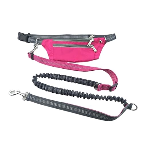 Joggingleine Hunde Hunde Taille Tasche Hände Frei Multifunktions Hund Gürtel Laufen Elastizität Einstellbare Hundeleinen(Red) von YXINAER