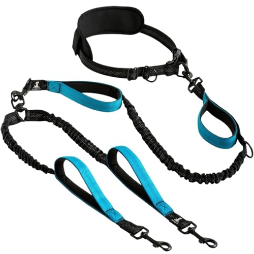 Joggingleine Hunde Hundehandhalteseil Doppelendiges Zugseil Geeignet for Fitness-Laufseil Multifunktionaler Zuggurt(Black Blue) von YXINAER
