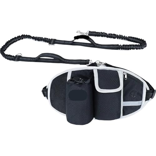 Joggingleine Hunde Hundespaziertaschen Training Haustier Leckerli Tasche Pack Freihändiger Hundegürtel Hundezubehör(Black Set) von YXINAER