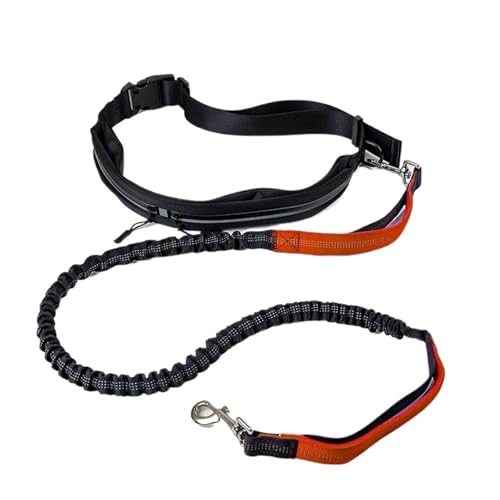 Joggingleine Hunde Multifunktionaler Hundegürtel, Freihändiger Laufgürtel mit Reißverschlusstasche, Doppelgriff, Elastischer Haustiergürtel, Einziehbares Seil(Red) von YXINAER