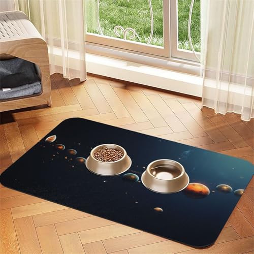 Beautiful Universe Planets Haustier-Futtermatte – wiederverwendbare und tragbare Futternapf-Matte für Hunde und Katzen, Futtermatten für Hunde und Katzen enthalten verschüttete Flüssigkeiten, schützt von YXLymxDAMAI