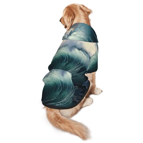 Big Waves in The Sea Hunde-Kapuzenpullover – Hoodie für mittelgroße und große Hunde – Haustier-Wintermantel, Schwarz von YXLymxDAMAI