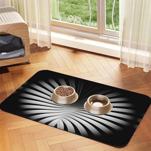 Black and White Glare Pet Feeding Mat - Reusable & Portable Pet Bowl Mat for Dogs & Cats, Dog Cat Food Mats Contain Spills Protects Floors, von YXLymxDAMAI