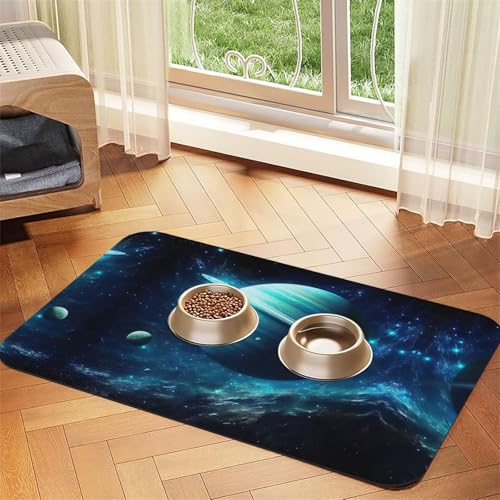 Blue Planet Futtermatte für Haustiere, wiederverwendbare und tragbare Futternapf-Matte für Hunde und Katzen, Futtermatten für Hunde und Katzen enthalten Verschüttungen und schützt den Boden von YXLymxDAMAI