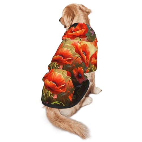 Bunch of Flowers Hunde-Kapuzenpullover für mittelgroße und große Hunde, Haustier-Wintermantel, Schwarz von YXLymxDAMAI