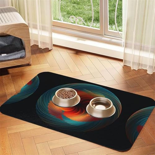 Bunte Vortex-Futtermatte für Haustiere, wiederverwendbare und tragbare Futternapf-Matte für Hunde und Katzen, Futtermatten für Hunde und Katzen, schützt den Boden von YXLymxDAMAI