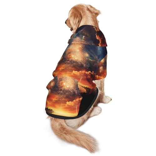 Evening Sky Hunde-Kapuzenpullover für mittelgroße und große Hunde, Haustier-Wintermantel, Schwarz von YXLymxDAMAI