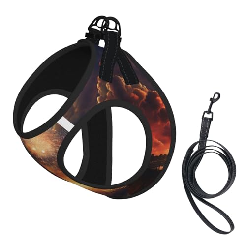 Evening Sky Hundegeschirr, verstellbares Hundegeschirr mit reflektierendem Design, geeignet für Hunde, Katzen, Wandern, Outdoor-Aktivitäten von YXLymxDAMAI