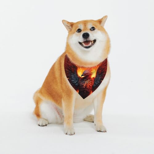 Fire Phoenix Haustierschal für Hunde - Dreiecks-Sabber-Schal, geeignet für kleine, mittelgroße und große Hunde, schwarz, Hundehalstücher von YXLymxDAMAI