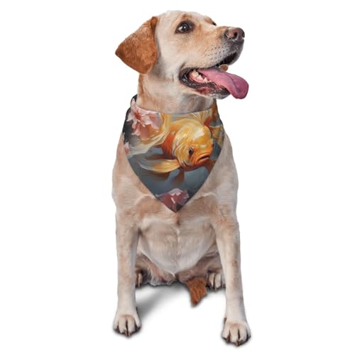 Golden Fish Hundehalstücher – Dreieckstuch für Haustiere, geeignet für kleine bis mittelgroße große Hunde und Katzen Golden Fish Hundehalstücher – Dreieckstuch für Haustiere, geeignet für kleine bis mittelgroße große Hunde und Katzen von YXLymxDAMAI