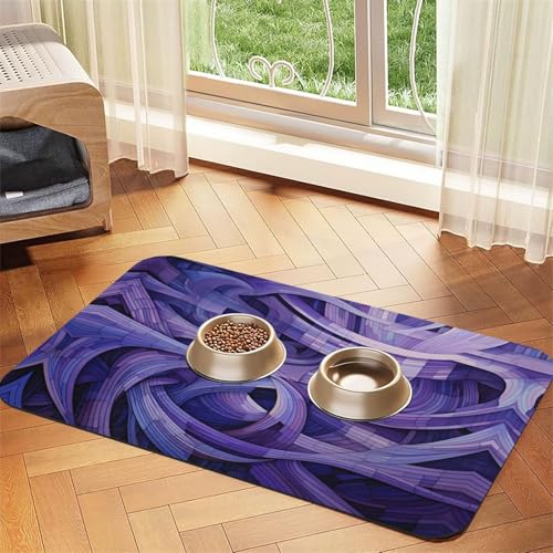 Haustier-Futtermatte mit violetten Streifen – wiederverwendbare und tragbare Futternapf-Matte für Hunde und Katzen, Futtermatten für Hunde und Katzen, schützt den Boden von YXLymxDAMAI